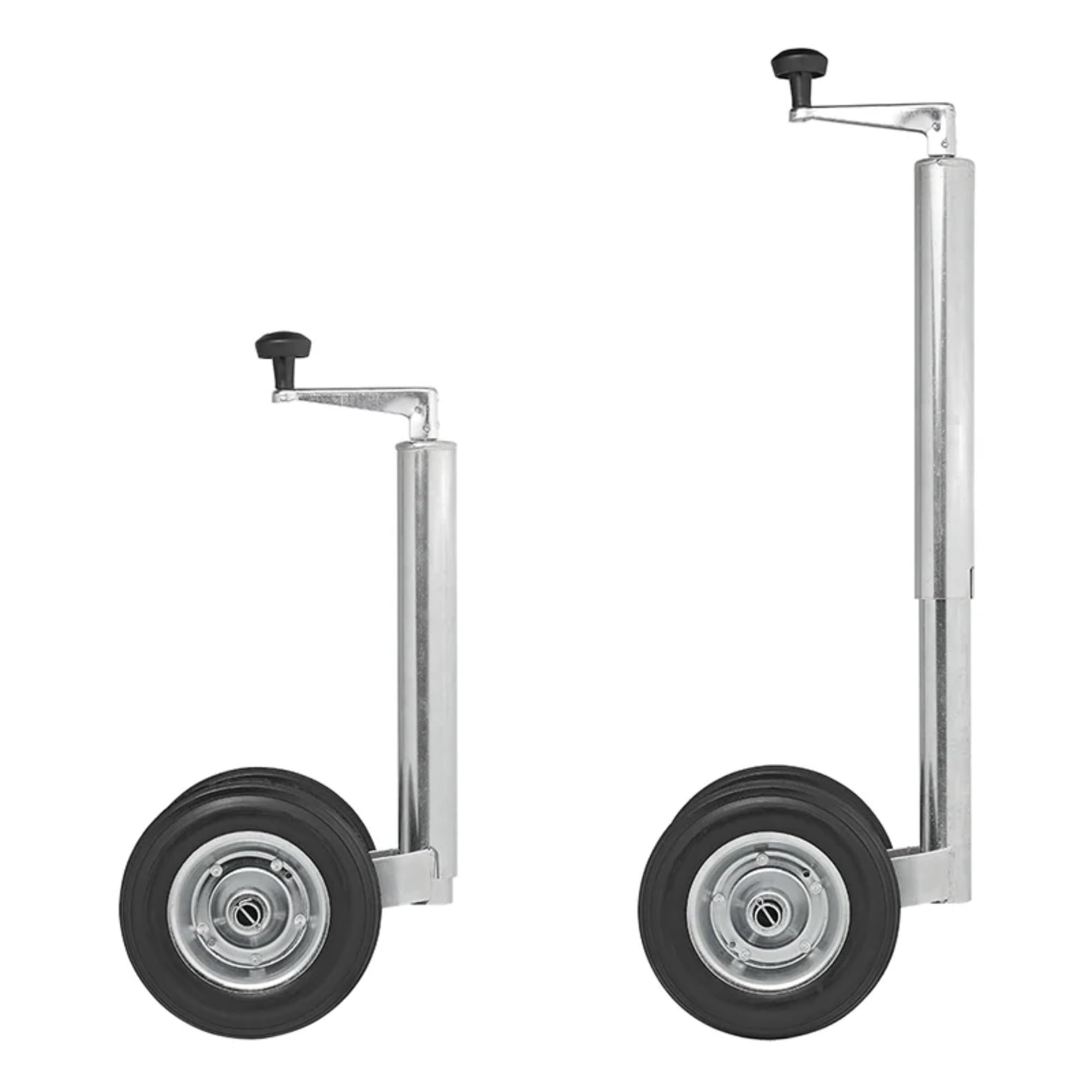 ProPlus Roue Jockey Double Ø48 mm – pour remorque et Caravane – Roues Pleines PU Ø200 x 50 mm – Argent