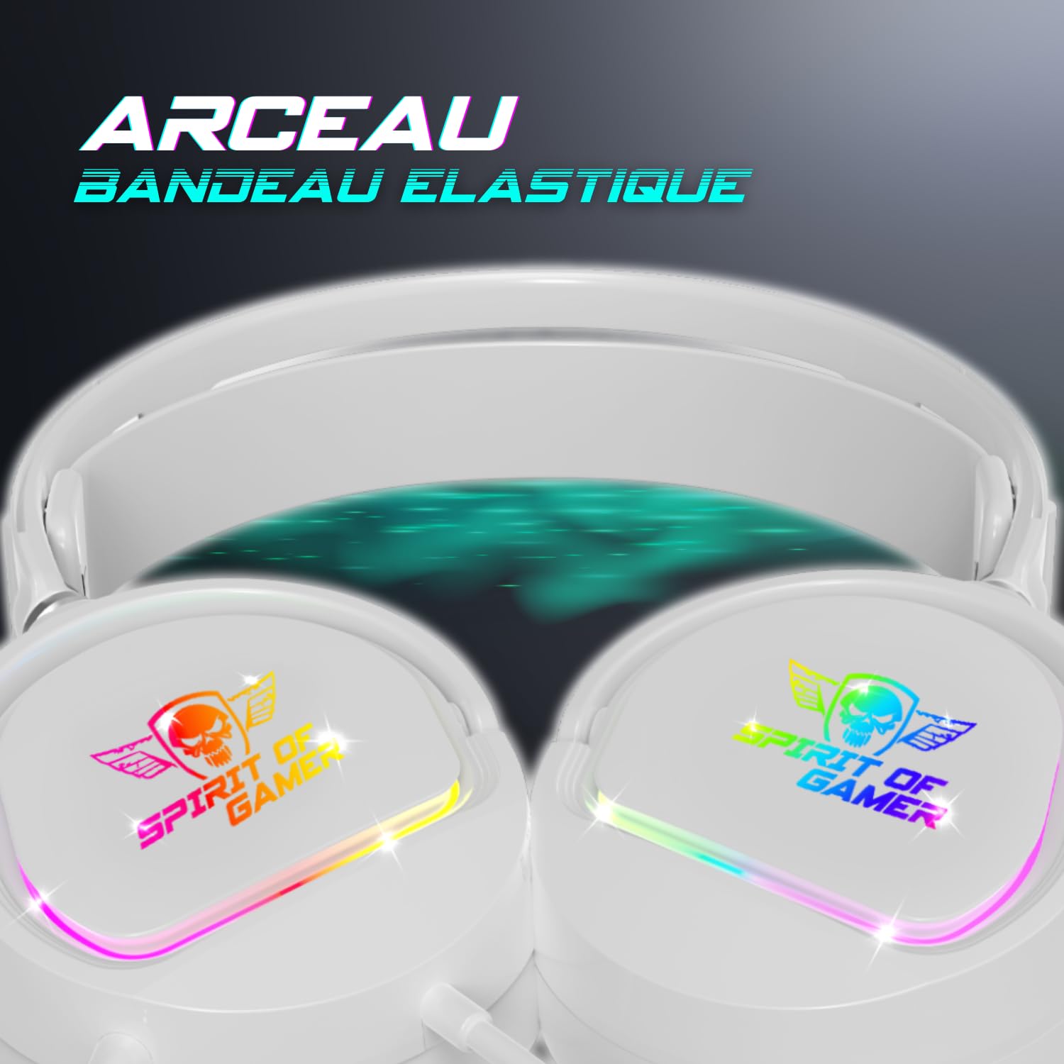 Spirit Of Gamer - Pro H6 | Casque Gaming Blanc Filaire RGB avec Micro | Compatible Xbox, Switch & PC | Stéréo 2.0 | Sortie USB et Jack | Arceau Ajustable/Ultra léger 240 grammes (Blanc)