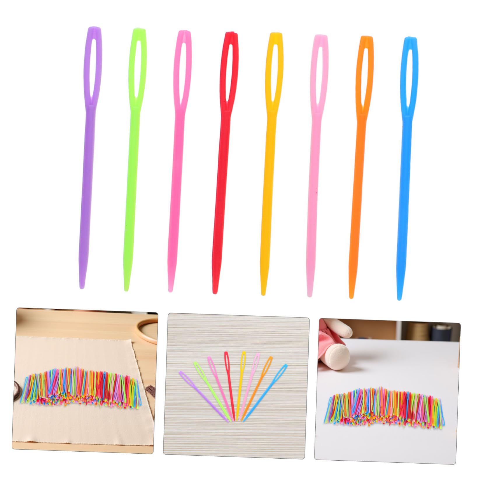 KONTONTY 2000 Piezas Agujas de Plástico para Coser Mano Ojo Grande y Coloridas Agujas Gruesas para Ligera y Portátil para Manualidades y Viajes