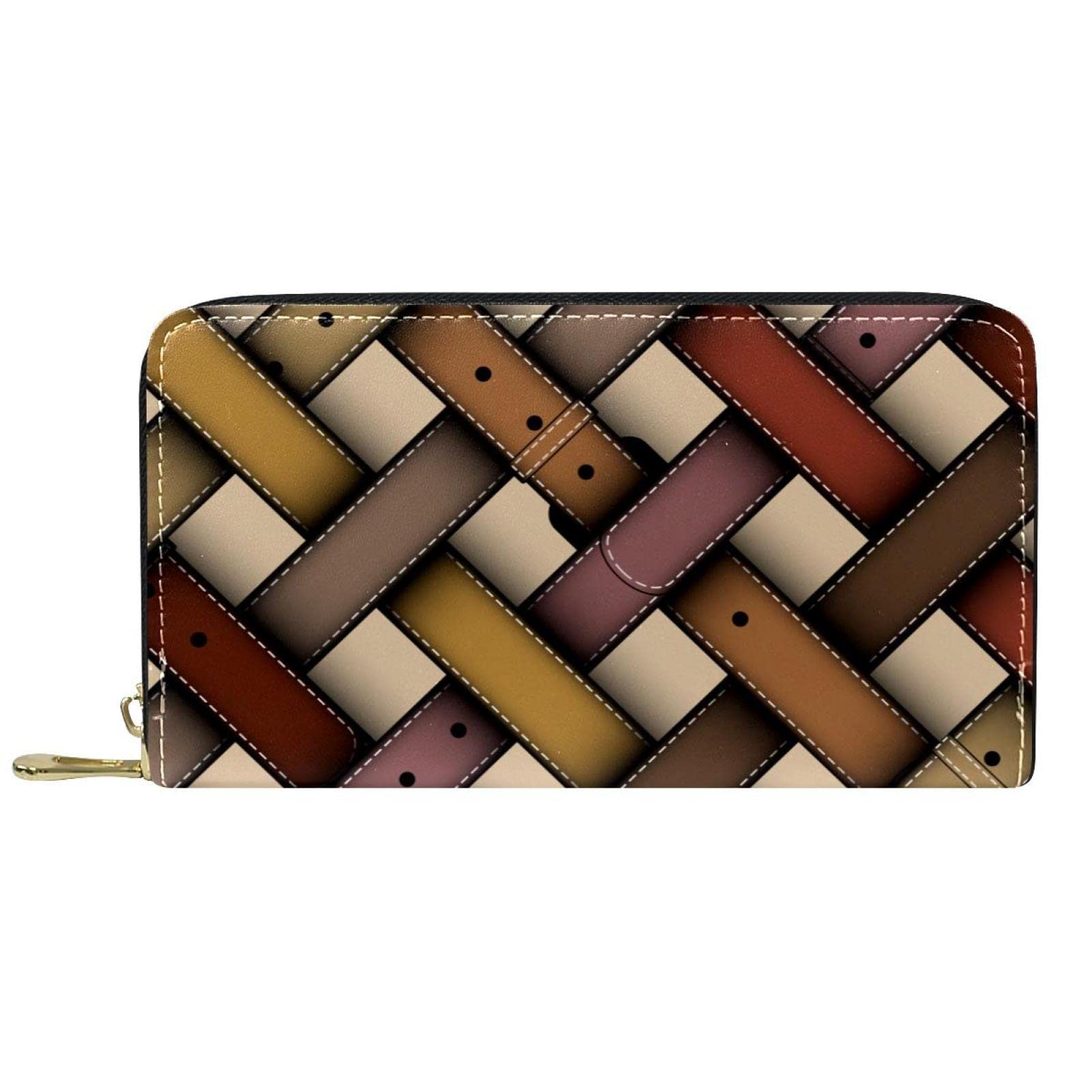 Cartera de piel con cremallera larga con patrón retro noble personalizado, Varios colores, 20.5x2.5x11.5cm/8.07x1x4.53 in, Classic