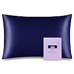 OLESILK 100% Mulberry Silk Toddler Pillowcase for Hair and Skin, Both Sides 19 Momme Pure Natural Silk Travel Pillow Cases with Hidden Zipper, 13x 18, Navy