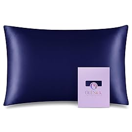 OLESILK 100% Mulberry Silk Toddler Pillowcase for Hair and Skin, Both Sides 19 Momme Pure Natural Silk Travel Pillow Cases with Hidden Zipper, 13x 18, Navy