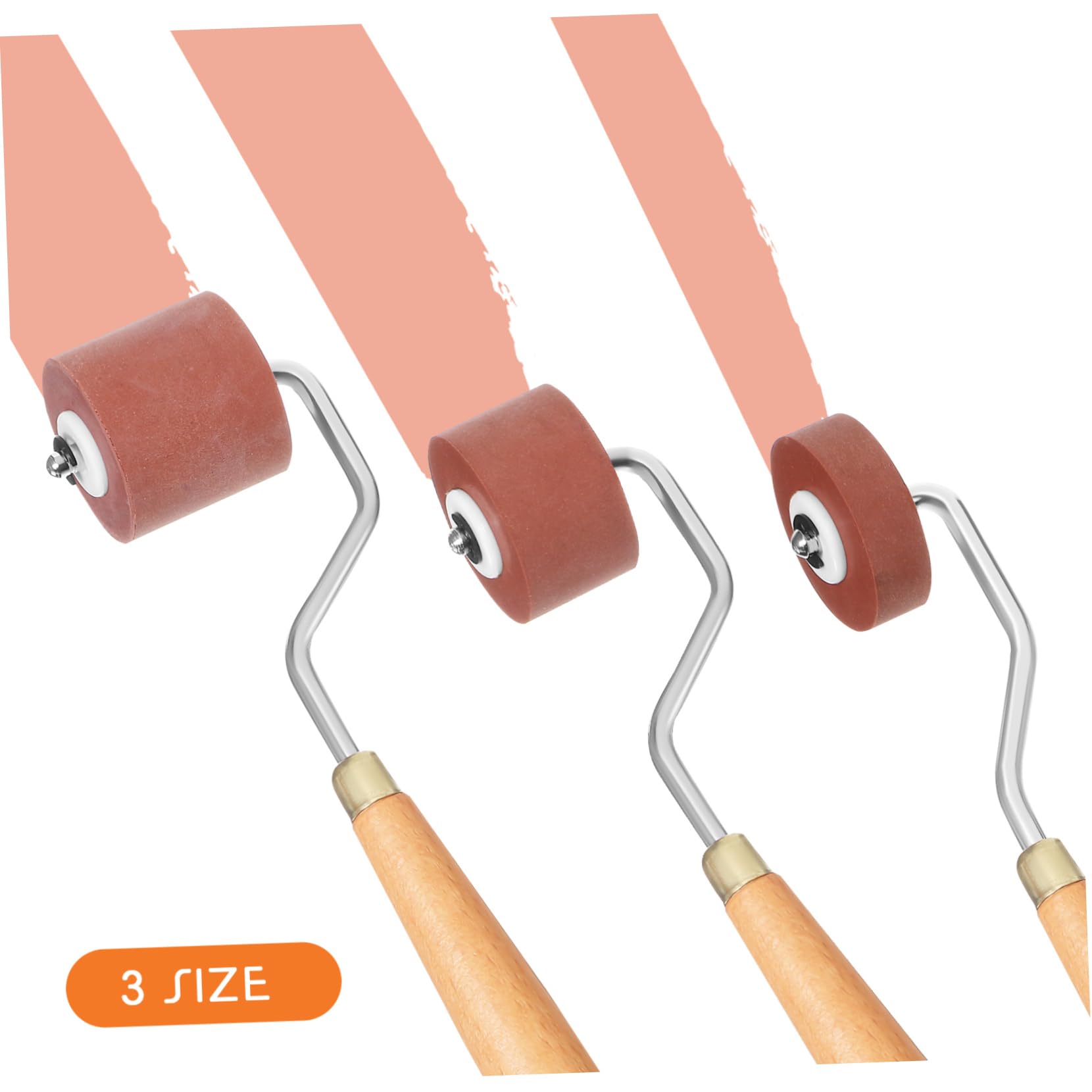 HOMSFOU Rodillos de Goma Adecuado para Estampado para Manualidades Juego de 3 Agarre Cómodo y Superficies de 1, 2 y 3cm y Proyectos Artísticos Profesionales