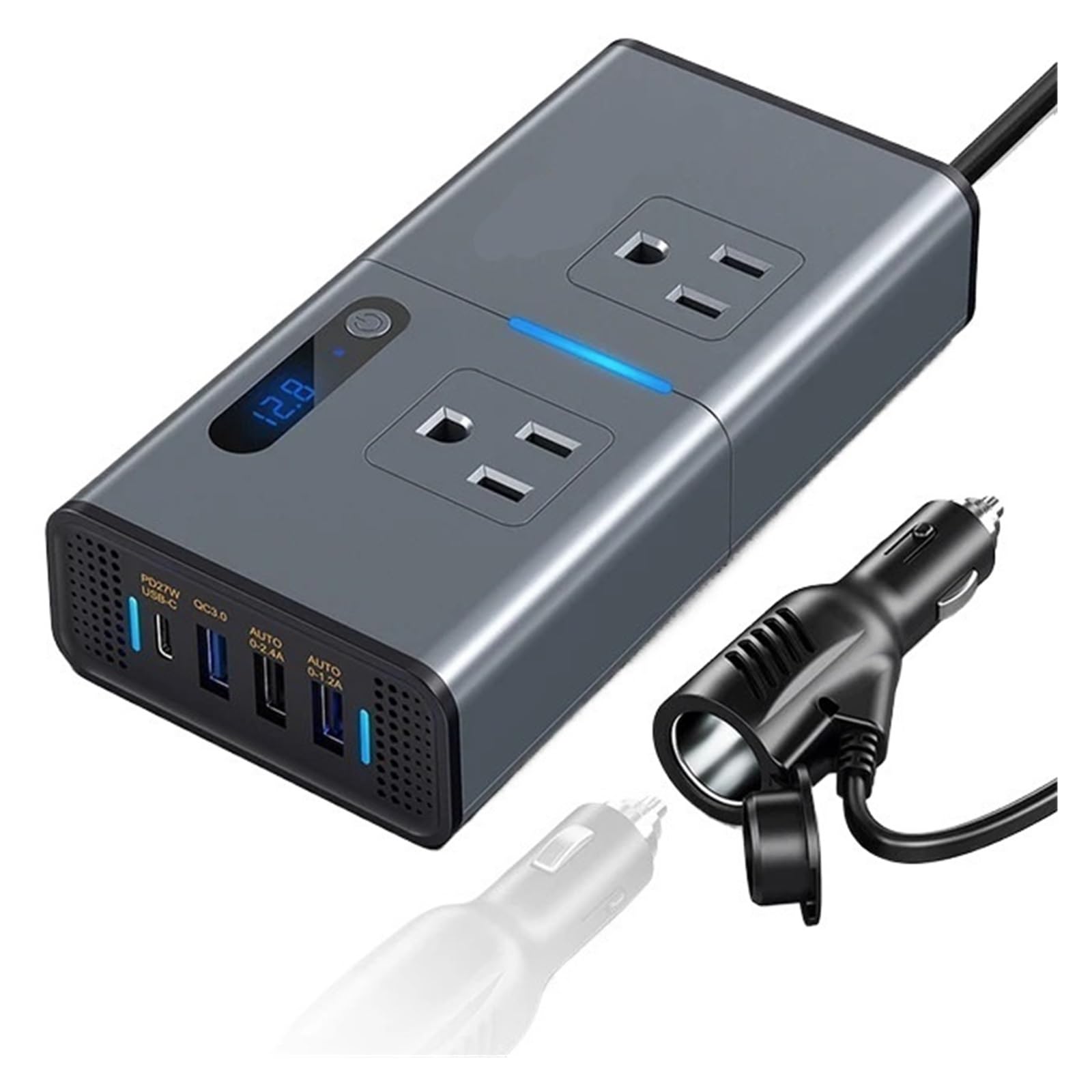 Przetwornica samochodowa DC 12V do AC Auto Converter Type-C USB Szybkie ładowanie Charr, Zasilacz,Stabilna konwersja mocy