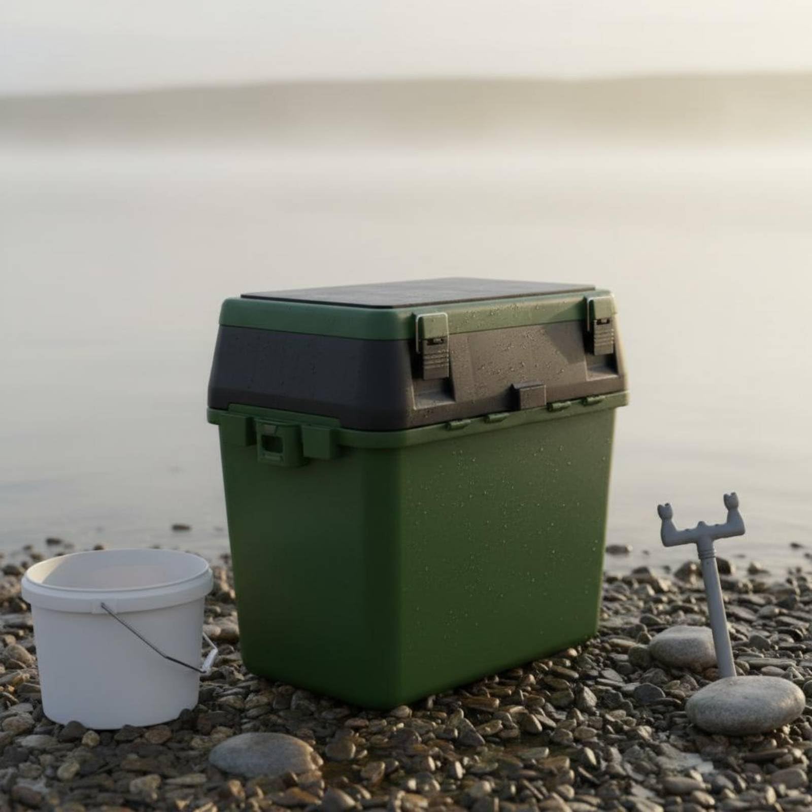 perfeclan Contenedor de Almacenamiento de Pesca Caja Organizadora Cubo Maletín Tapa Reforzada Como Asiento Correa de Hombro Adecuado para Pesca Deportiva Ribera, Azul