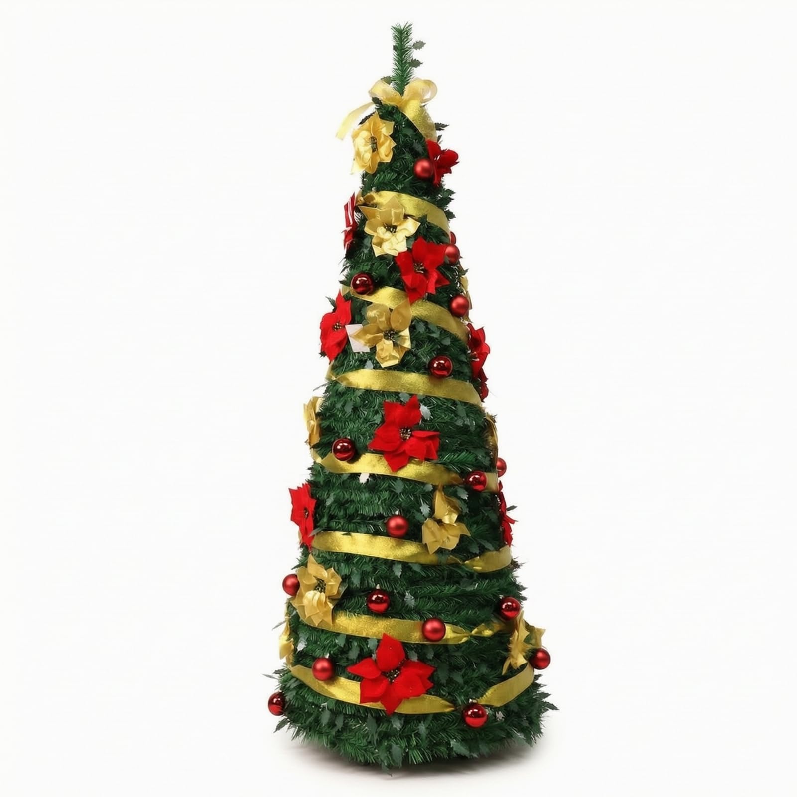 Buschig Künstlicher Weihtsbaum, 150cm Höhe 60cm Baumbreite | Geschmückt, ation, für Wohnzimmer, Büro, Schaufenster