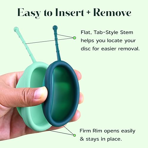 Miniatura 4 de SHORDY Juego de 2 discos menstruales reutilizables (pequeños y grandes), 100% silicona de grado médico, disco de período flexible y sin fugas,