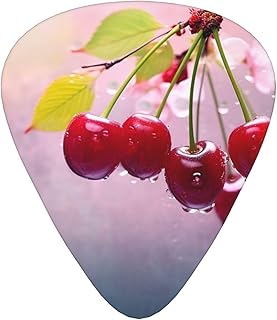 Cherry Guitar Picks 12 Pack Bass Picks with Organizer Box Guitar Plectrum Includes Thin Medium Heavy Guitar Picks Ukulele Picks for Bass Acoustic Electric Guitars
