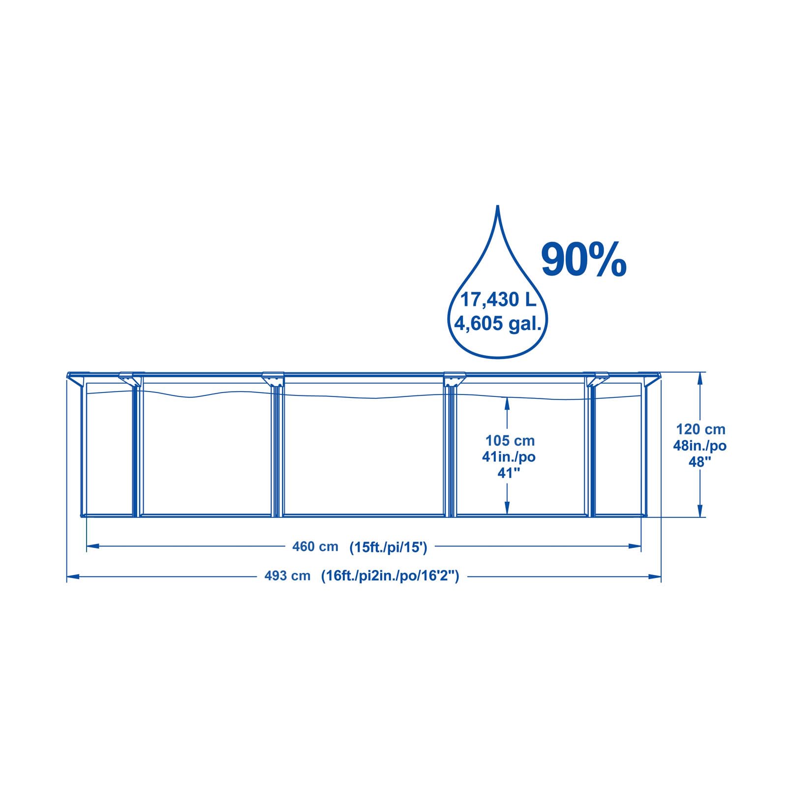 Bestway 56384-3 Piscina Fuori Terra Rotonda Hydrium da 460 x 120 cm