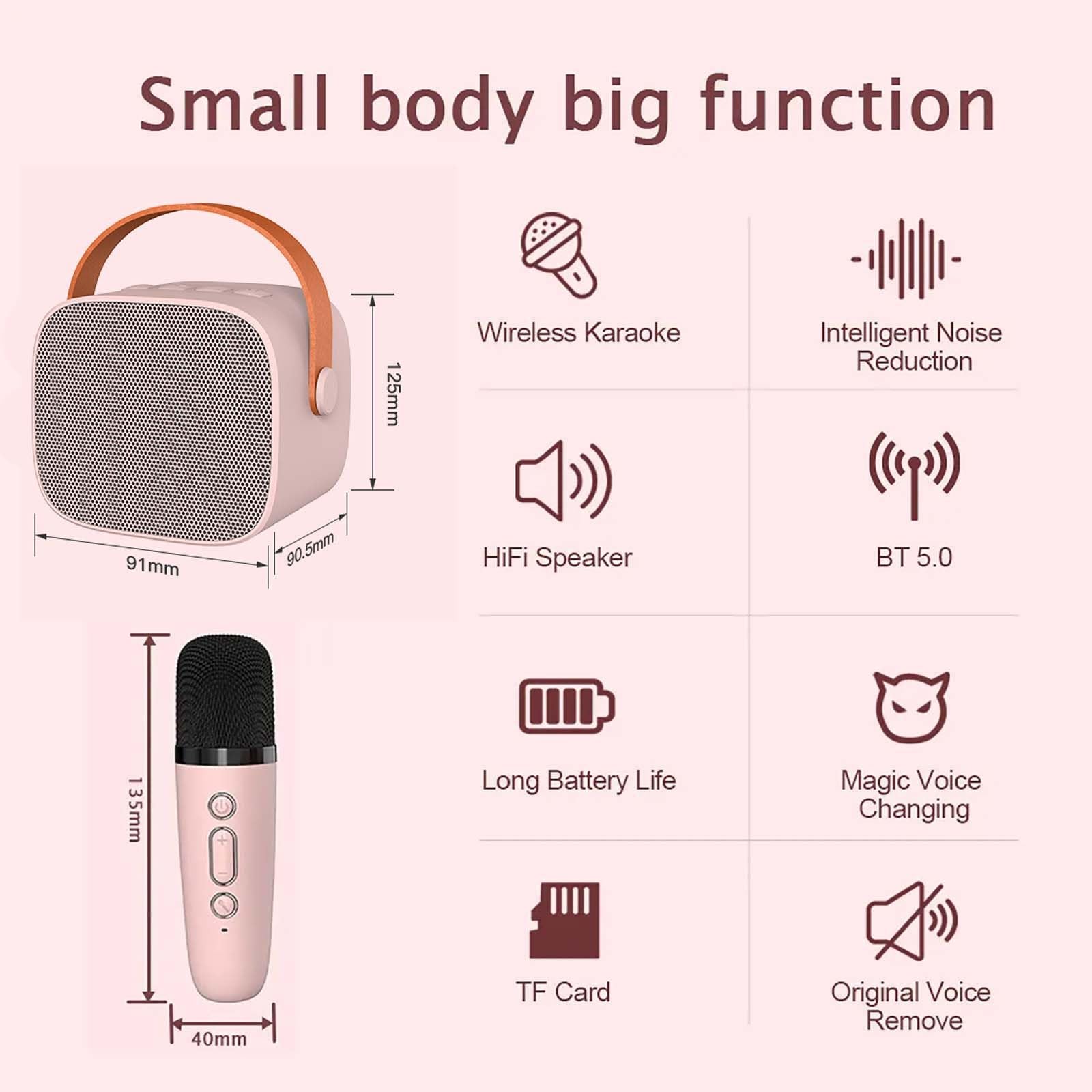 Zestaw do karaoke dla dzieci z mikrofonem, przenośny głośnik Bluetooth, zestaw do karaoke z tubą dużego kalibru 57 mm, głośnik zewnętrzny Zestaw mikrofonów do telefonu komórkowego na imprezę rodzinną