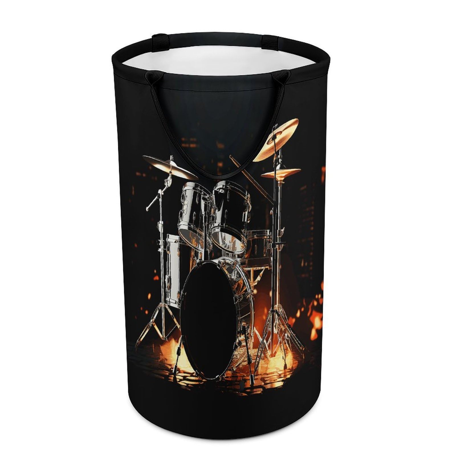 Drummer Laundry Basket Waterproof And Moisture-Proof Storage Bins Collapsible Round Laundry Hamper Perfect for Toys, Clothes And Sundries