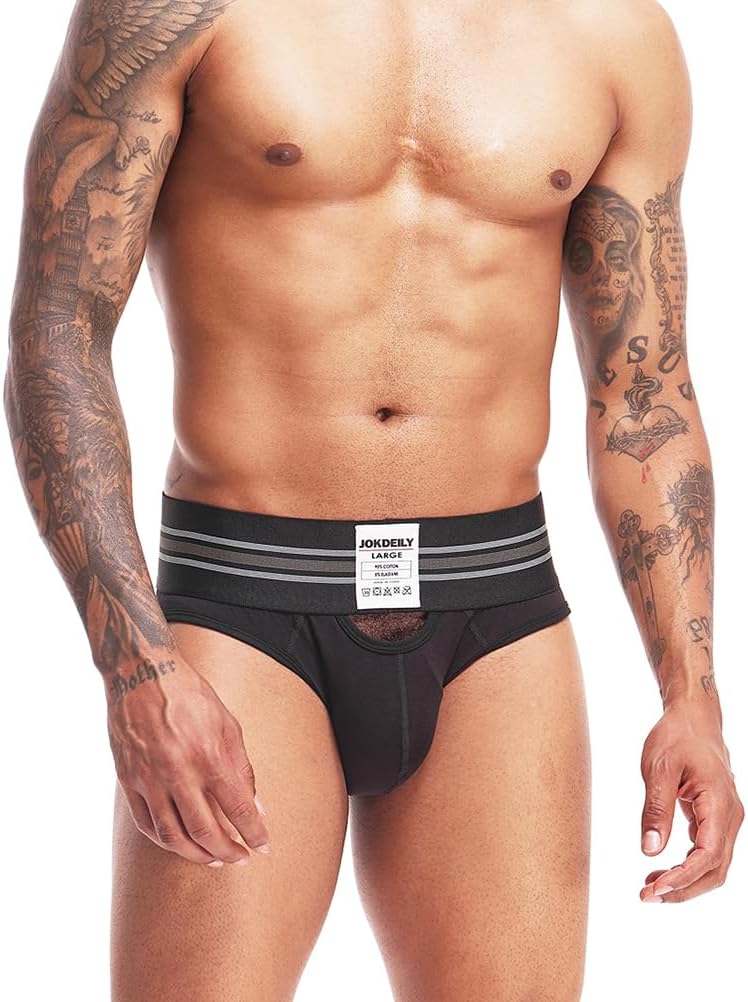 Men's Athletic Supporters Jockstrap 4-Pack Cotton Wide Waistband Active Underwear - Image 3