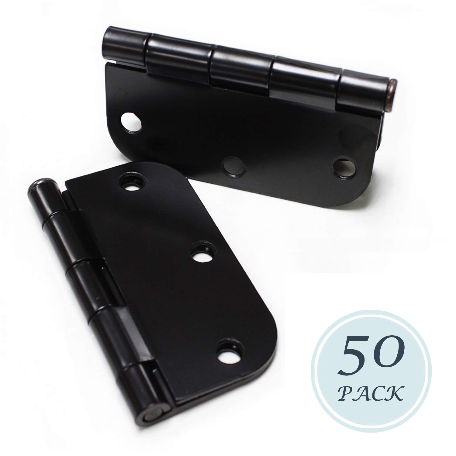 Buy Door Hinges, 3.5" X 3.5" with 5/8" Radius in Matte Black Sold in