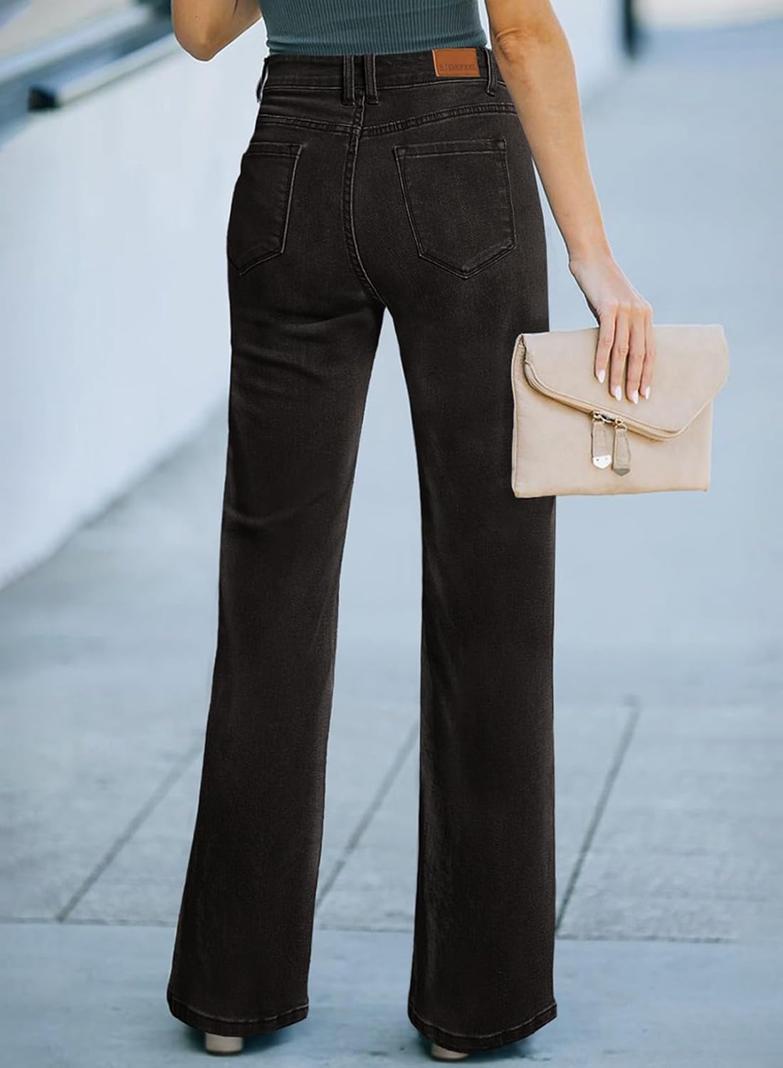 Sidefeel Women's Wide Leg Jeans Casual High Waisted Straight Zimbaplatinum Denim Pants with Pockets - Image 2