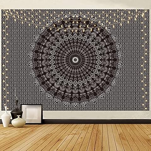 HOTMIR Wall Tapestry - Psychedelic Hippie Tapestry Mandala Tapestry Wall Hanging as Wall Art for Bedroom, Living Room, Dorm (59.1x 59.1 Inches, 150x150 cm) Cover