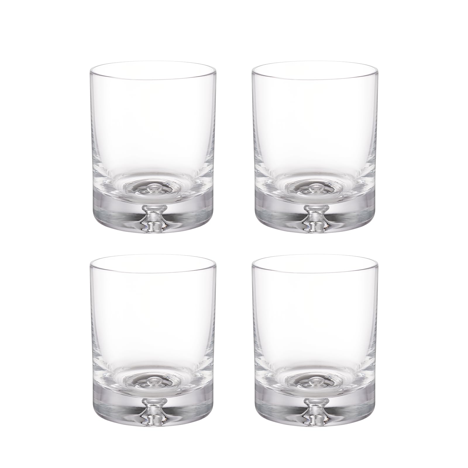 Servier-Set 4 Whisky Gläser ⌀8cm x 10cm und 1 Karaffe 6cm x 6cm x 20cm Metallbasis 77,5cm x 10cm mit Snackschale und Flaschenhalter für Haus und Bar Geschenk für Männer