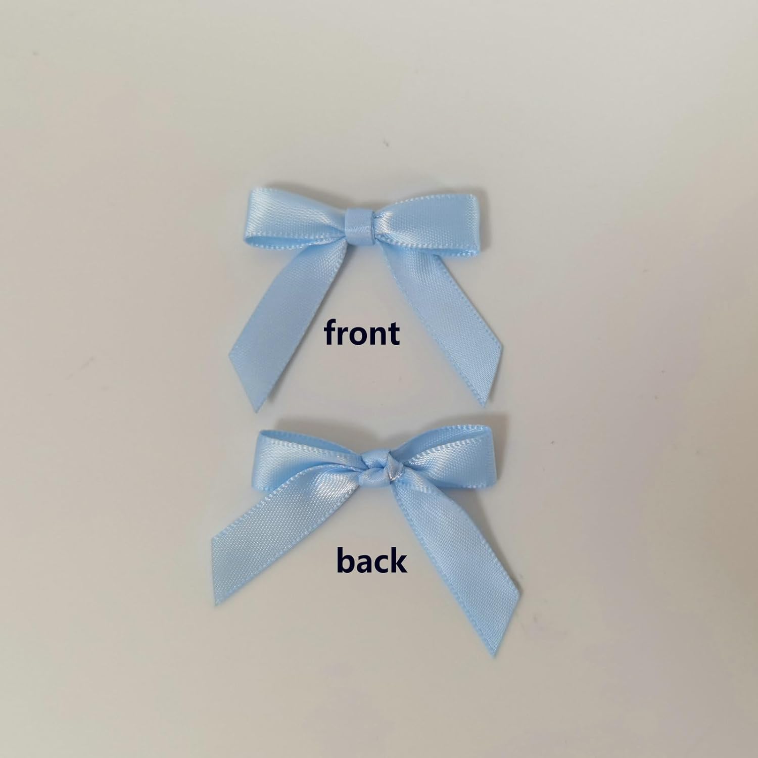 50pcs 1-1/2" Mini Light Blue Satin Ribbon Bows Without Twist Ties for Crafts Gift Wrapping Packing Christmas Baby Shower Decoration (Light Blue) image 4