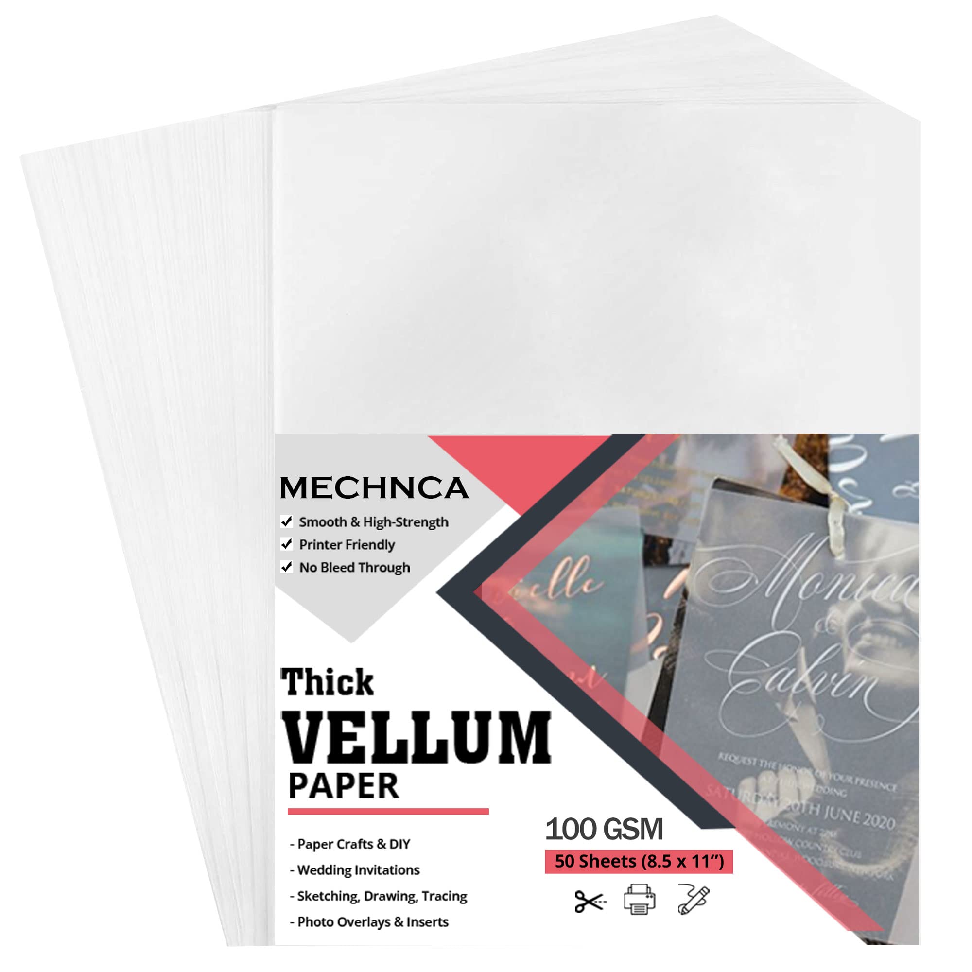Buy Vellum Paper 8.5 x 11 Translucent Printable Pack of 100 Tracing