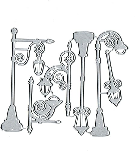 Miniatura 2 de 6 piezas de lámpara de calle troqueladas de metal, plantillas de corte de lámpara de calle de Feliz Navidad, bricolaje, álbumes de recortes, papel