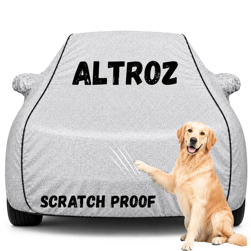 Image of Pure Fabric Silver 100% Waterproof Altroz Car Cover | Polyester Car Body Cover for Rain & Sun | UV Protection, Dustproof, Scratch Resistant, Windproof, Heat Resistant, Custom Fit