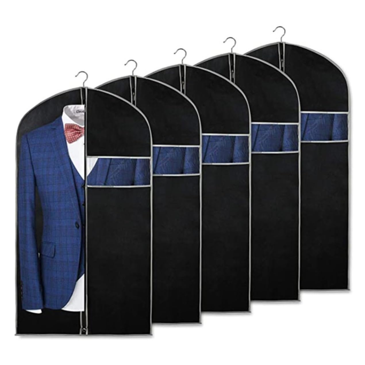 Fundas Ropa Bolsas para Ropa De Viaje, 5 Uds., Funda para 40 Pulgadas, Bolsa para Traje para Almacenamiento, Colgar, para Trajes con Cremallera, para Vestir Cubierta