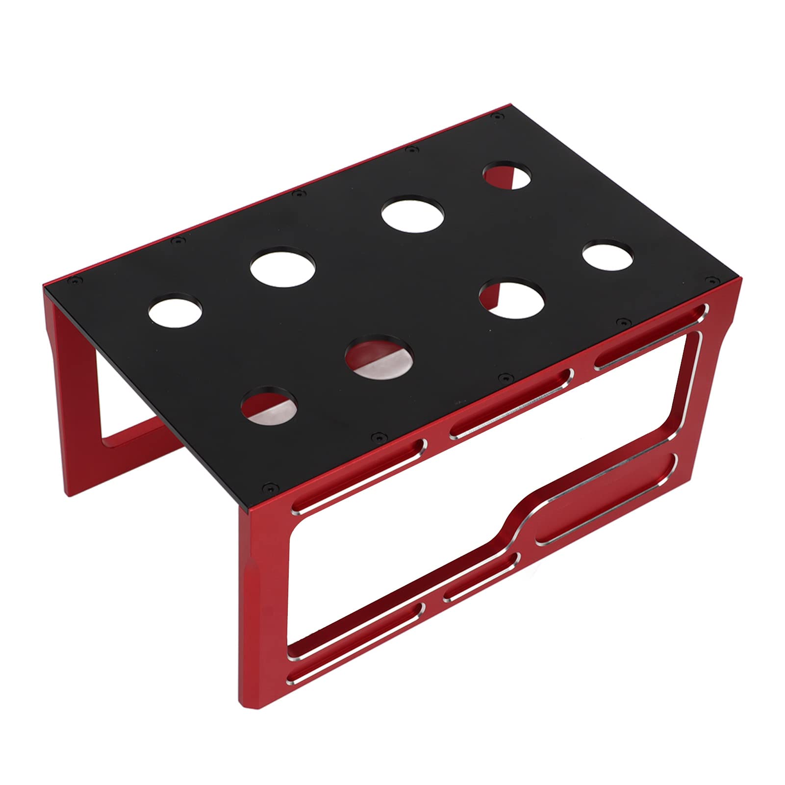 Station de réparation pour voitures RC, support de travail sans fil pour voitures modèles 1/10 et 1/8, plateforme d’assemblage en alliage d’aluminium avec base antidérapante pour T (Rouge)