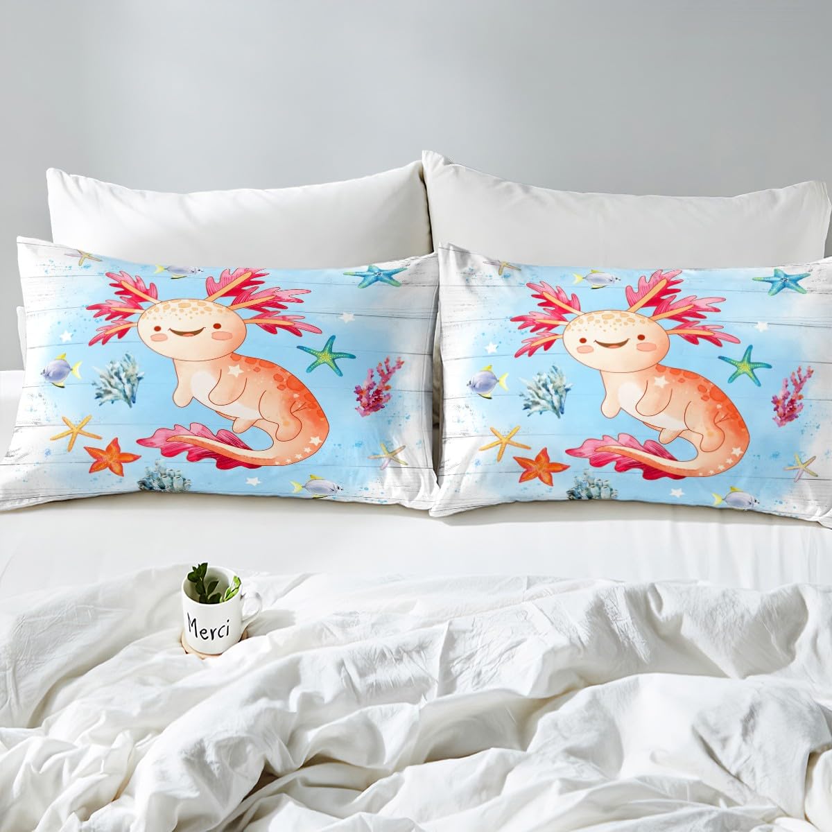 Kawaii Axolotl Beddengoedset, Axolotl dekbedovertrek voor