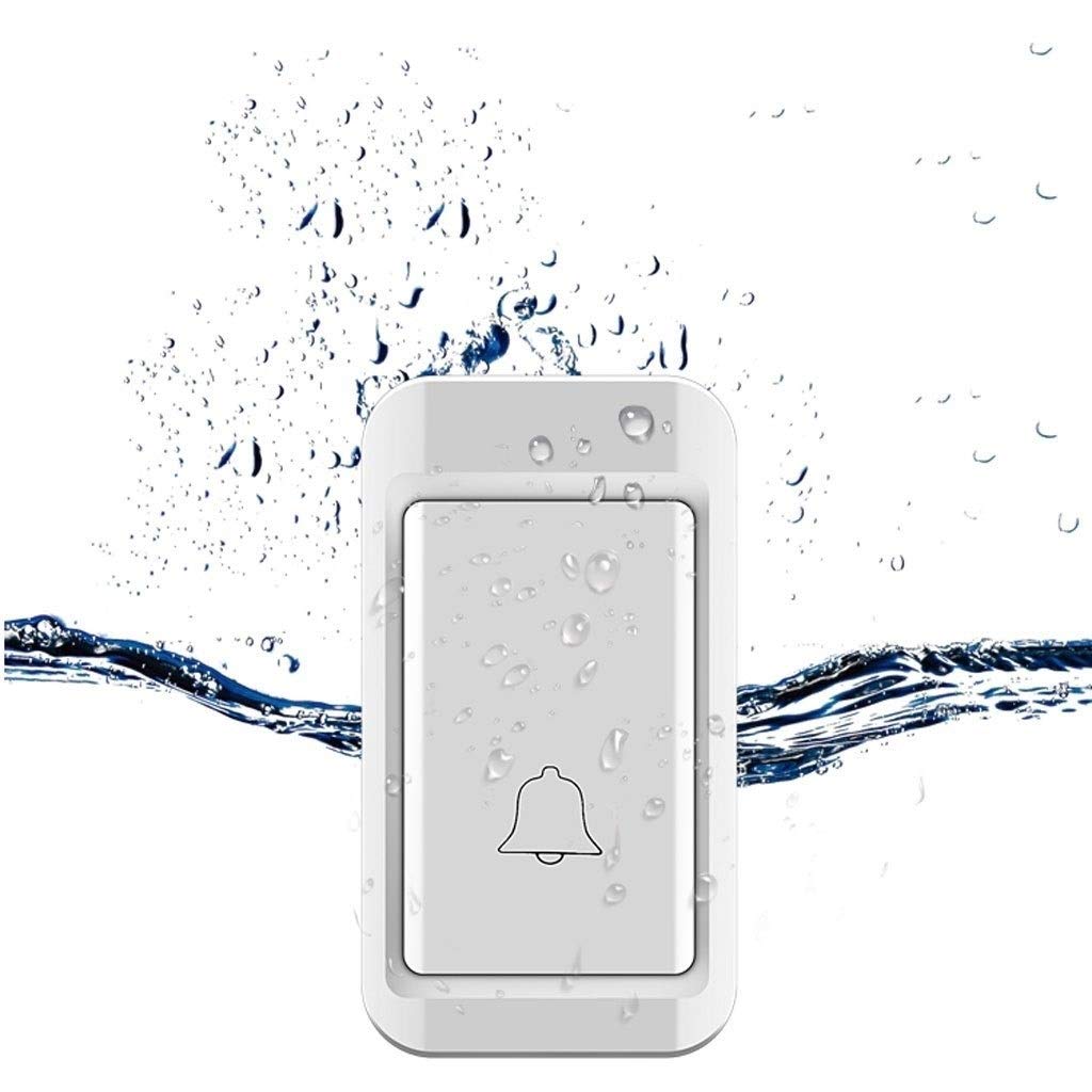 Timbre Inalámbrico Kit inalámbrico de timbre impermeable con 1 transmisor y 2 receptores 38 Melody Launchers Self Power Generation (Blanco) Timbre de Puerta