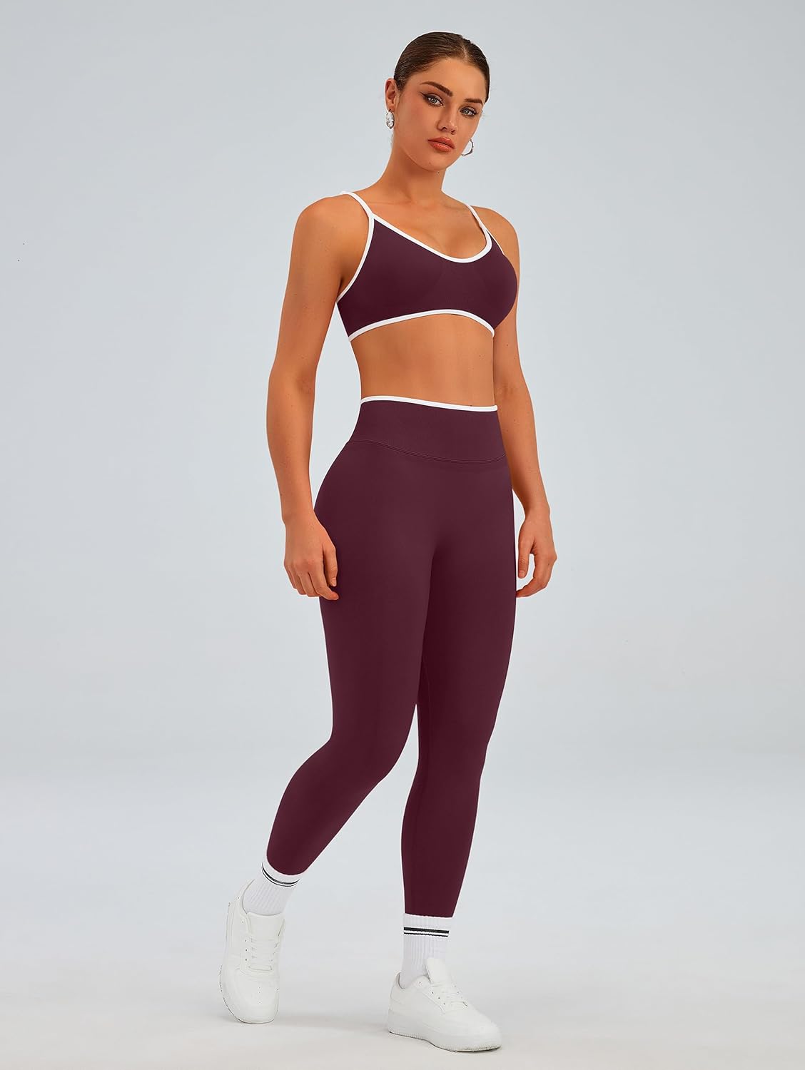TDIFFUN Women Workout Sets 2 Piece Seamless Scrunch Butt Lifting Leggings Padded Sports Bra Matching Set Gym Yoga Outfits