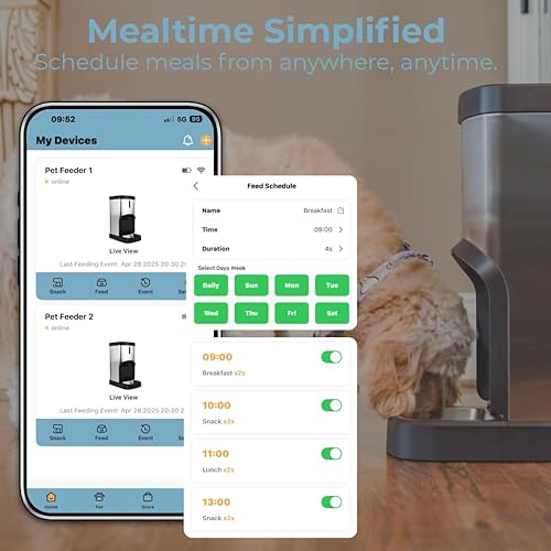 Miniatura 4 de SMARTFeeder SPSF17-SS - Comedero automático para perros de gran capacidad, dispensador de alimentos de acero inoxidable con aplicación WiFi,