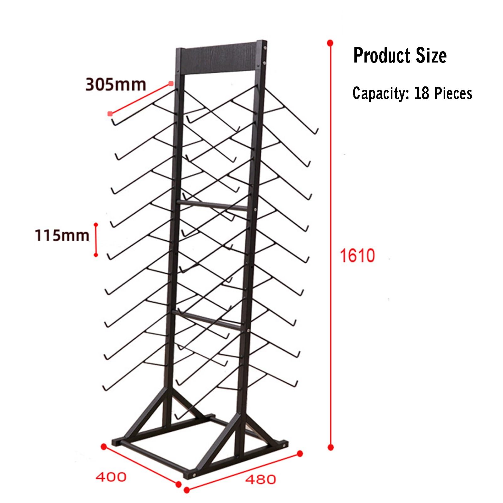 Espositore per Piastrelle in Ceramica, scaffale espositivo in Metallo a 18 Ripiani a Doppia Faccia - Nero - Espositore per Campioni di Piastrelle in Ceramica e Materiali edili - Perfetto per