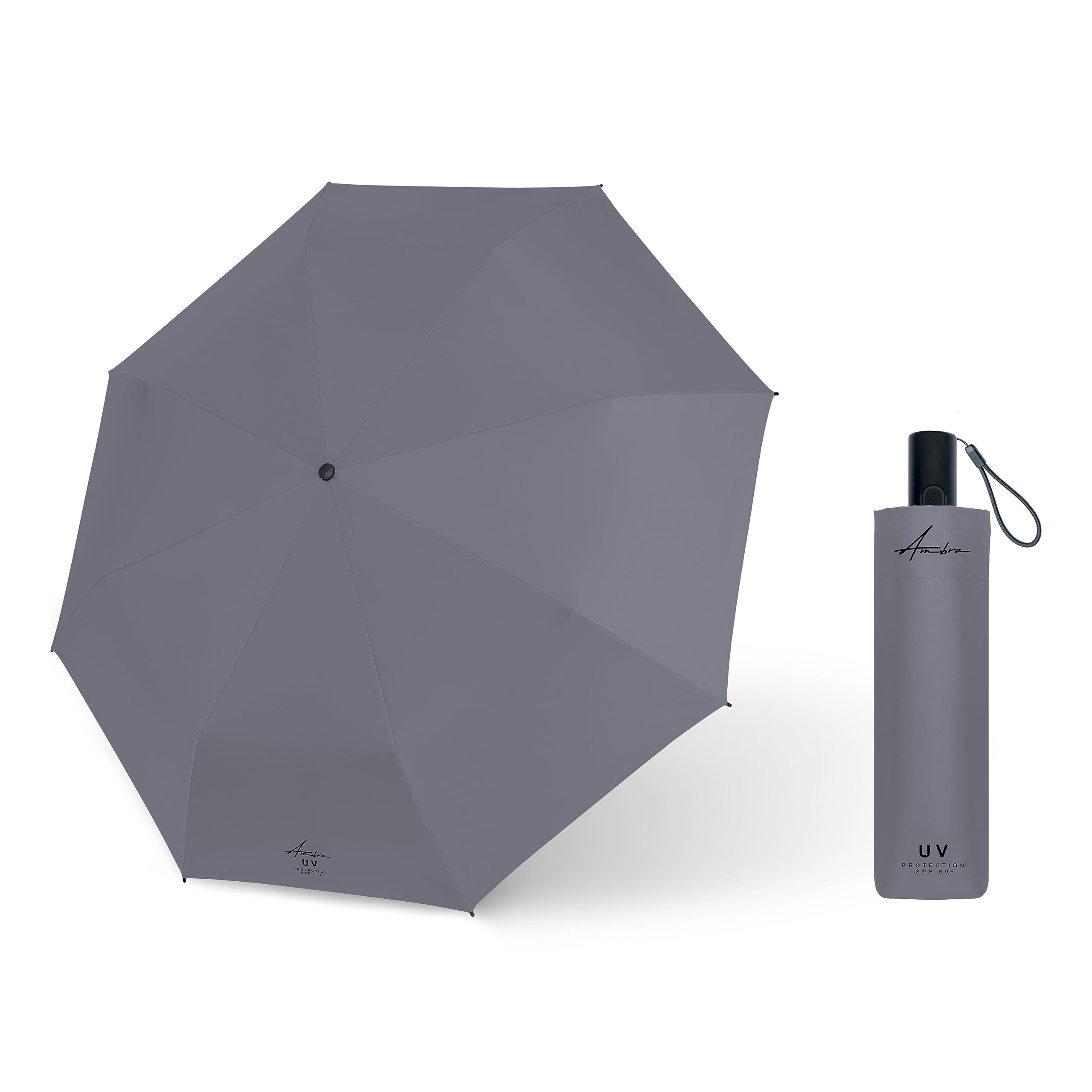 AMBRA Sturmfester Automatik Reise-Regenschirm mit UV-Schutz
