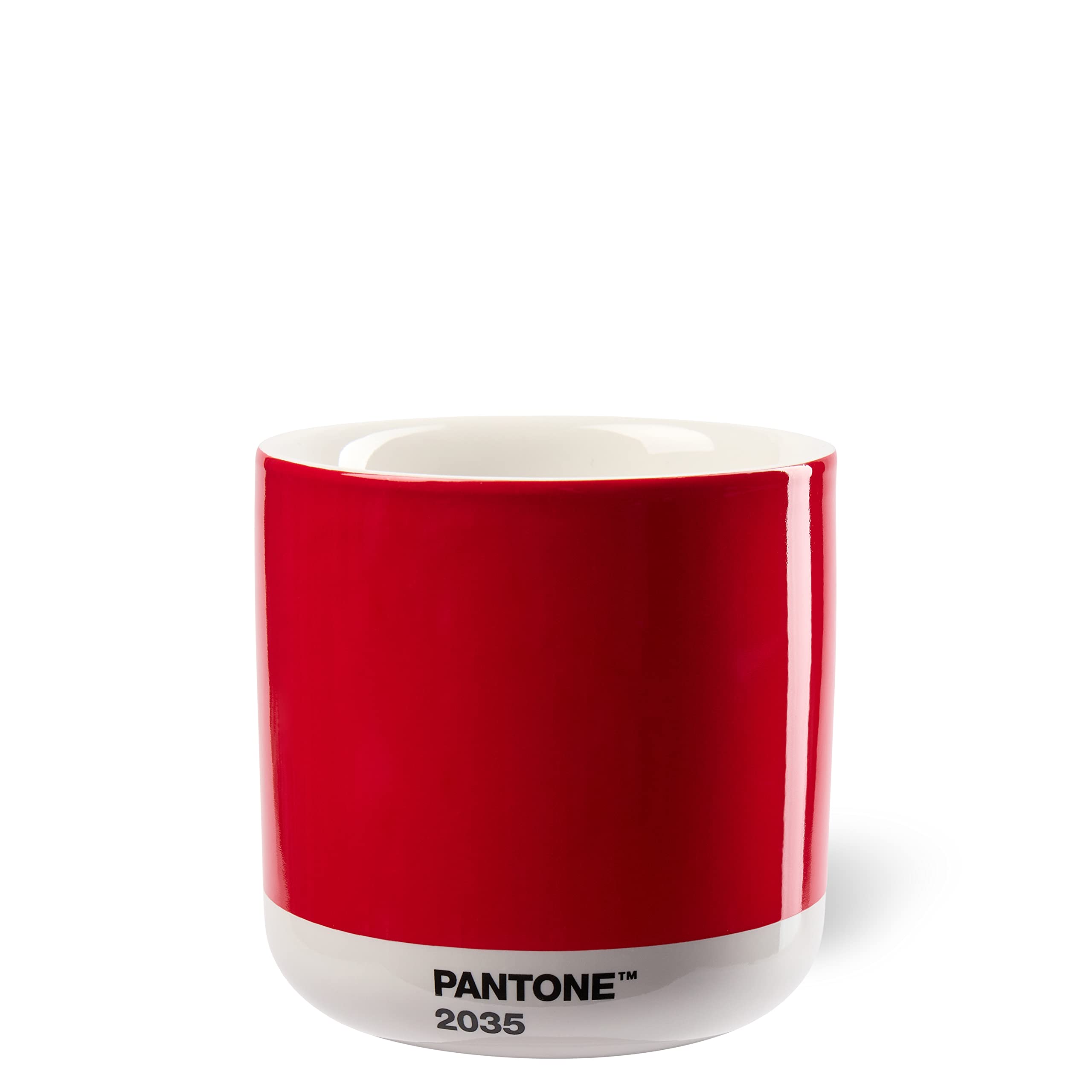 Copenhagen Design Pantone Latte Cup - Double Wall Thermo - Cappuccino Handleless Mug - 7.44oz/220ml, Red 2035