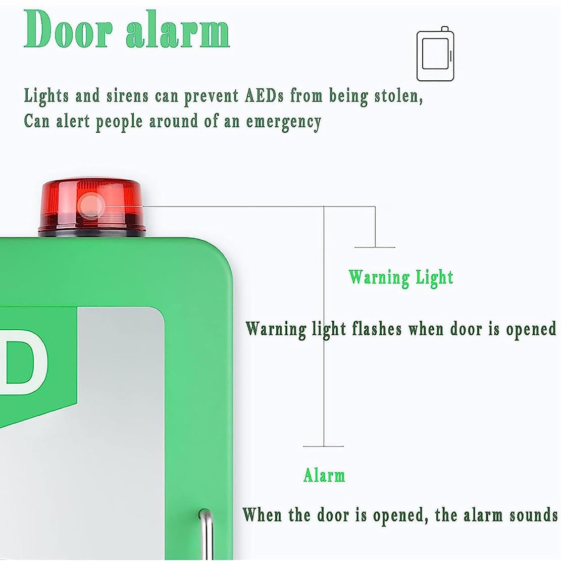 AED-Defibrillator-Aufbewahrungsschrank mit Schlüssel und Alarm, Herz-Defibrillations-Alarmbox, Erste-Hilfe-Schrank, Defibrillator-Einheit für Zuhause, Schulen, Vereine und Gruppen,Orange