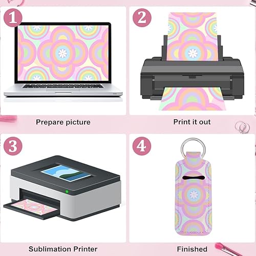 104Pcs Sublimation Lipstick Holder Keychain Blank Chapstick Holder Bulk Portable Lip Balm Clip-on Sleeve Neoprene Travel Key Ring Holders for Purse Backpack DIY Craft Supplies