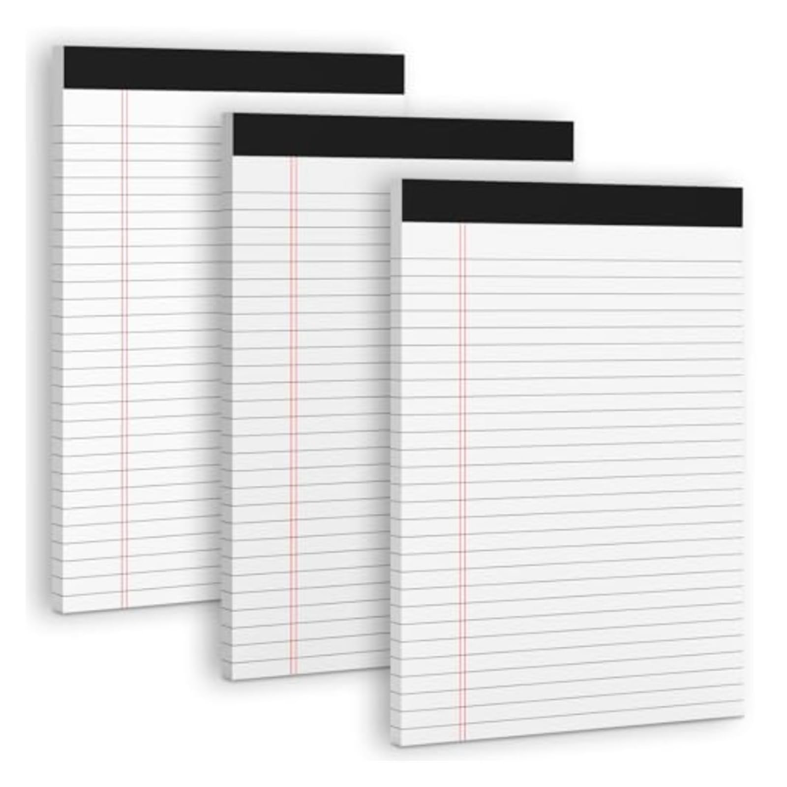 Bloc de notas legales de colores, 4 blocs legales de 8.5 x 11 pulgadas, bloc de notas de rayas anchas, bloc de notas micro perforado, bloc de notas doble para escuela, oficina, hogar (blanco)