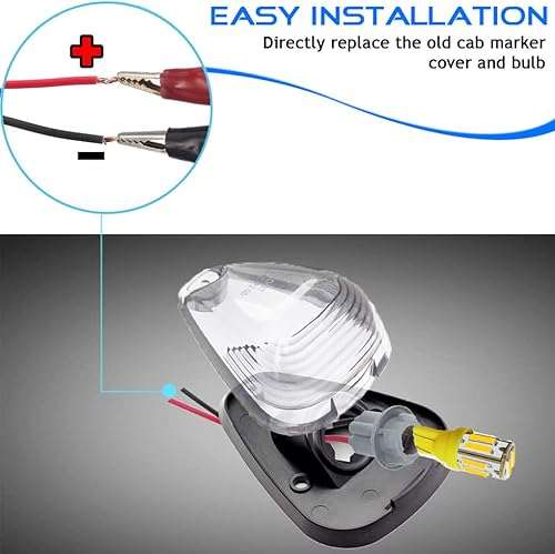 Miniatura 5 de GLOFE 5 luces transparentes para techo con marcador de cabina 264143AM con 5 bombillas LED ámbar T10 compatibles con Ford E150 E250 E350 E450 F150