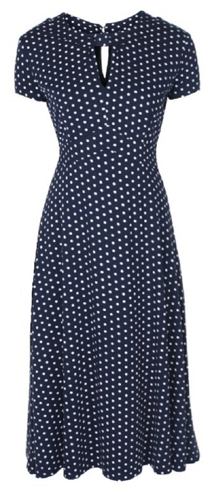 Womens Juliet Classy Polka Dot Vintage Ww2 Landgirl Pinup Tea