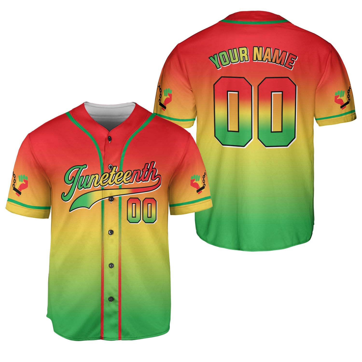 Custom Juneteenth 1865 Freedom Baseball Jersey Celebrating Black History Month, Independence Day Pride Flag Apparel Men Women (Polyester Blend, Style 12)