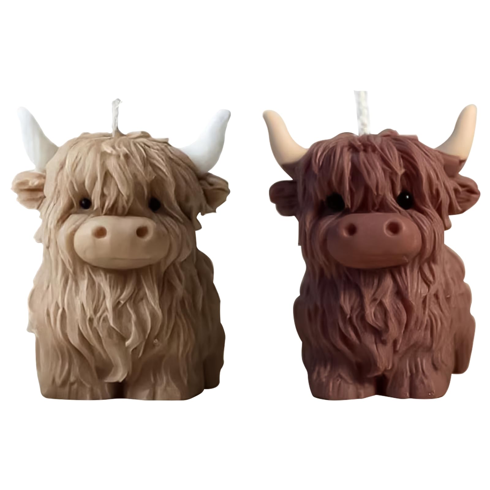 Funny Highland Cow Candles 2PCS - Unique Scented Candle & Decorative Shaped Candles for Living Room Bedroom Decor