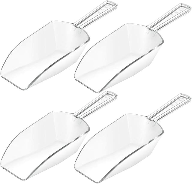 Todop Plastic Scoops Set - Small Measuring Spoons Clear Sweet Scoops Small Ice Scoop for Kitchen or Party (4 Pcs)