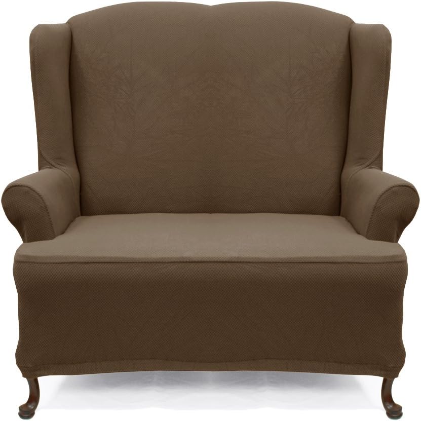 Wing Sofa Slipcover Stretch Pique Dutch Chocolate 711