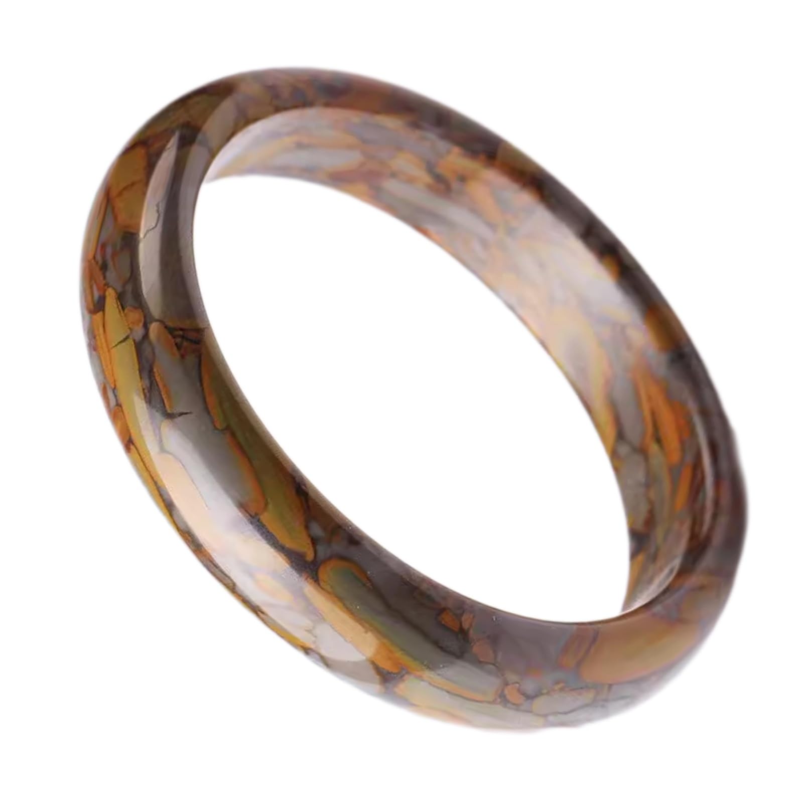 Bracelet jonc en jade marron véritable bijou naturel femme avec coffret de rangement