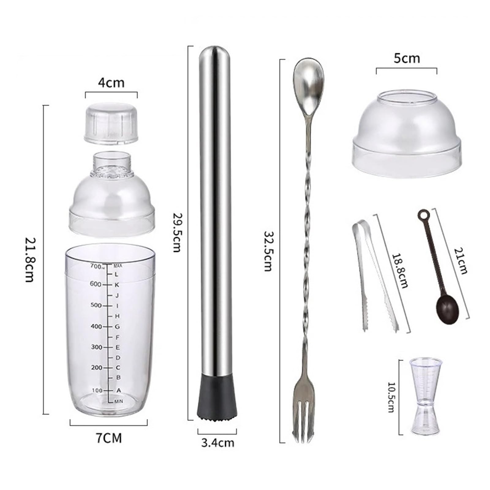 Ensemble de Shaker à Cocktail et Jigger, Outils Main Mixtes for Barman Bar Domicile