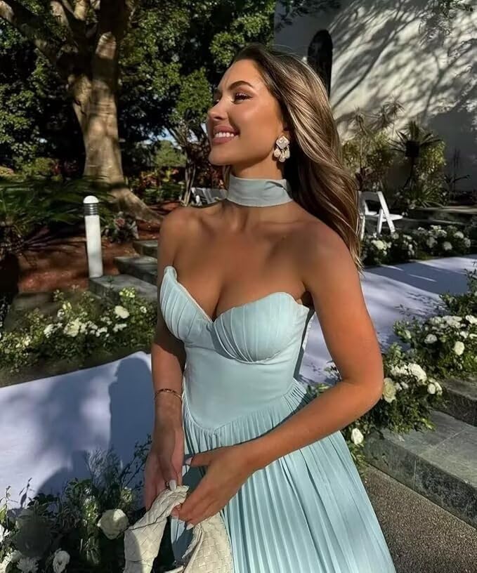 Strapless Corset Bridesmaid Dresses 2025 A Line Ruched Chiffon Wedding Guest Gown for Women3