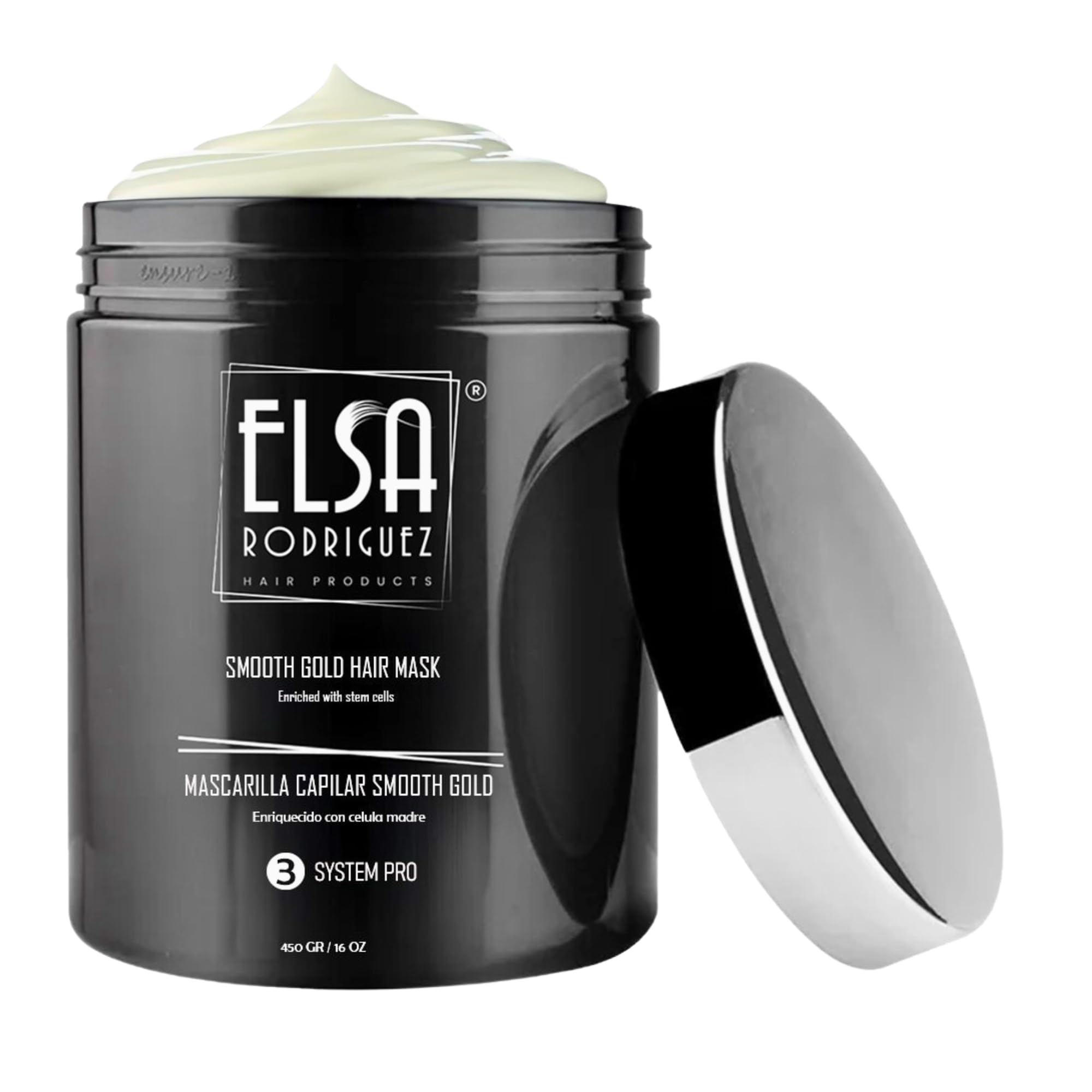 Elsa Rodriguez, Smooth Gold, deep conditioning treatment damaged & growth, hair mask treatment, seals the cuticle & repairing hair, enriched with stem cells restorative hair mask, 16 Oz.