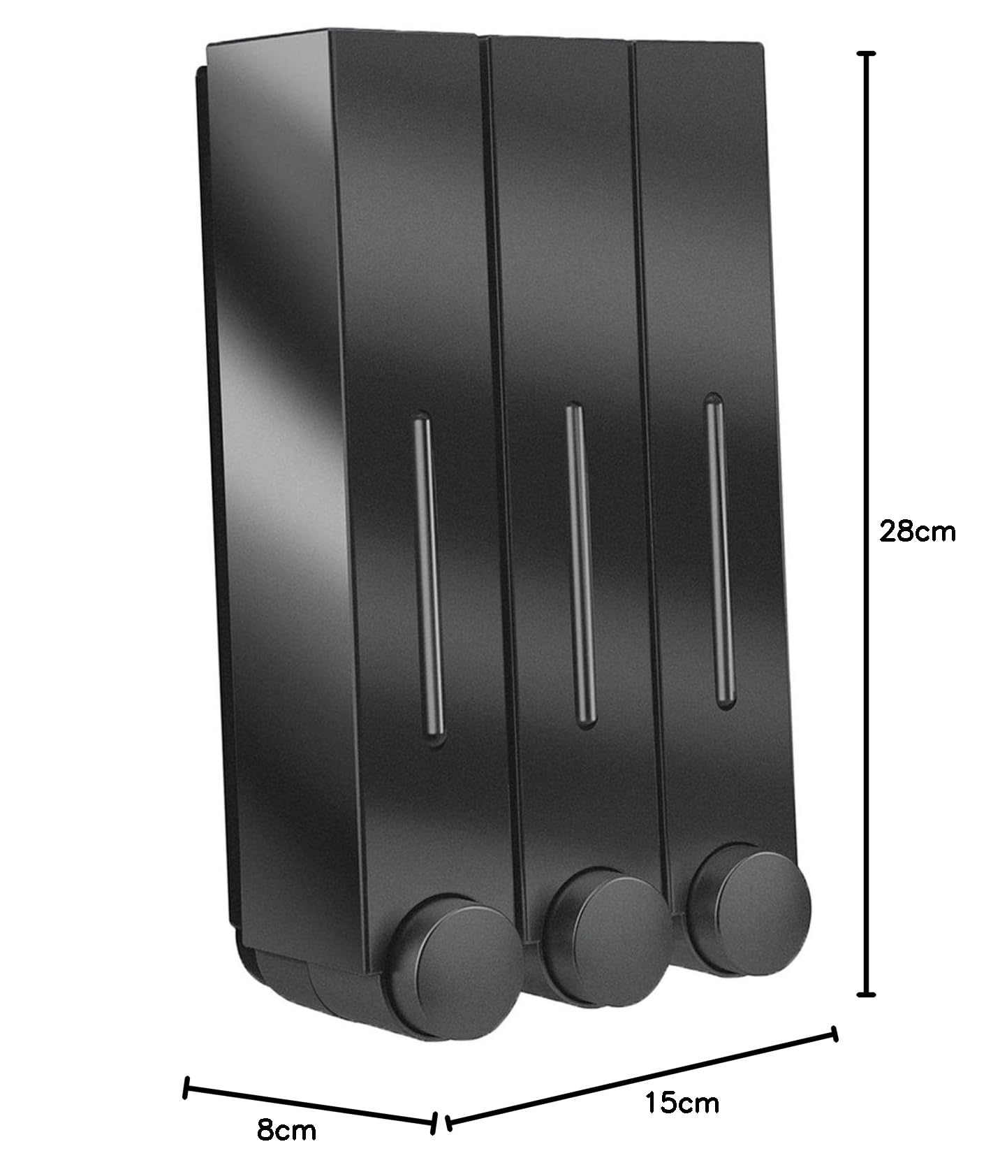 Fenteer Dispensador de jabón Bomba Botellas loción Manual dispensador de Gel líquido Soporte de Pared para Cocina Baño - Triple Negro