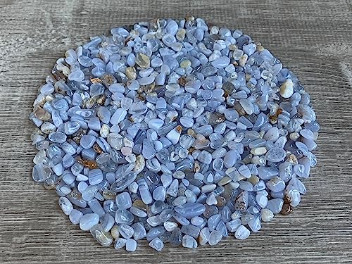 Image of 2 oz Lot Natural Blue Lace Agate Semi Tumbled Gemstone Chips, Crushed Mini Crystals, Undrilled Crystal Chips (Blue Lace Agate)