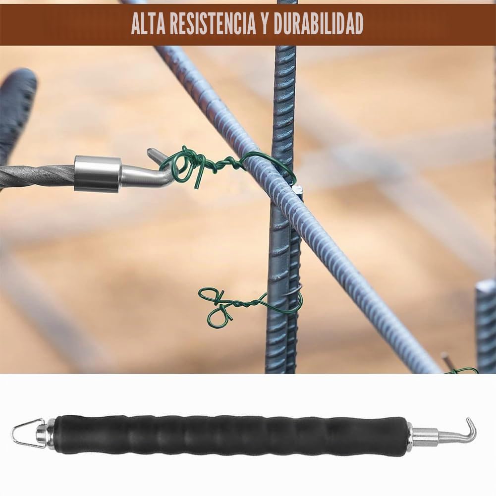 Gancho Retráctil Semi Rebar Wire Twister Rebar Hook Tie Wire Twister Tornado de Alambre de Refuerzo Herramienta para Atar Refuerzos Gancho para Atar Barras de Refuerzo Mango de Goma Ergonómico