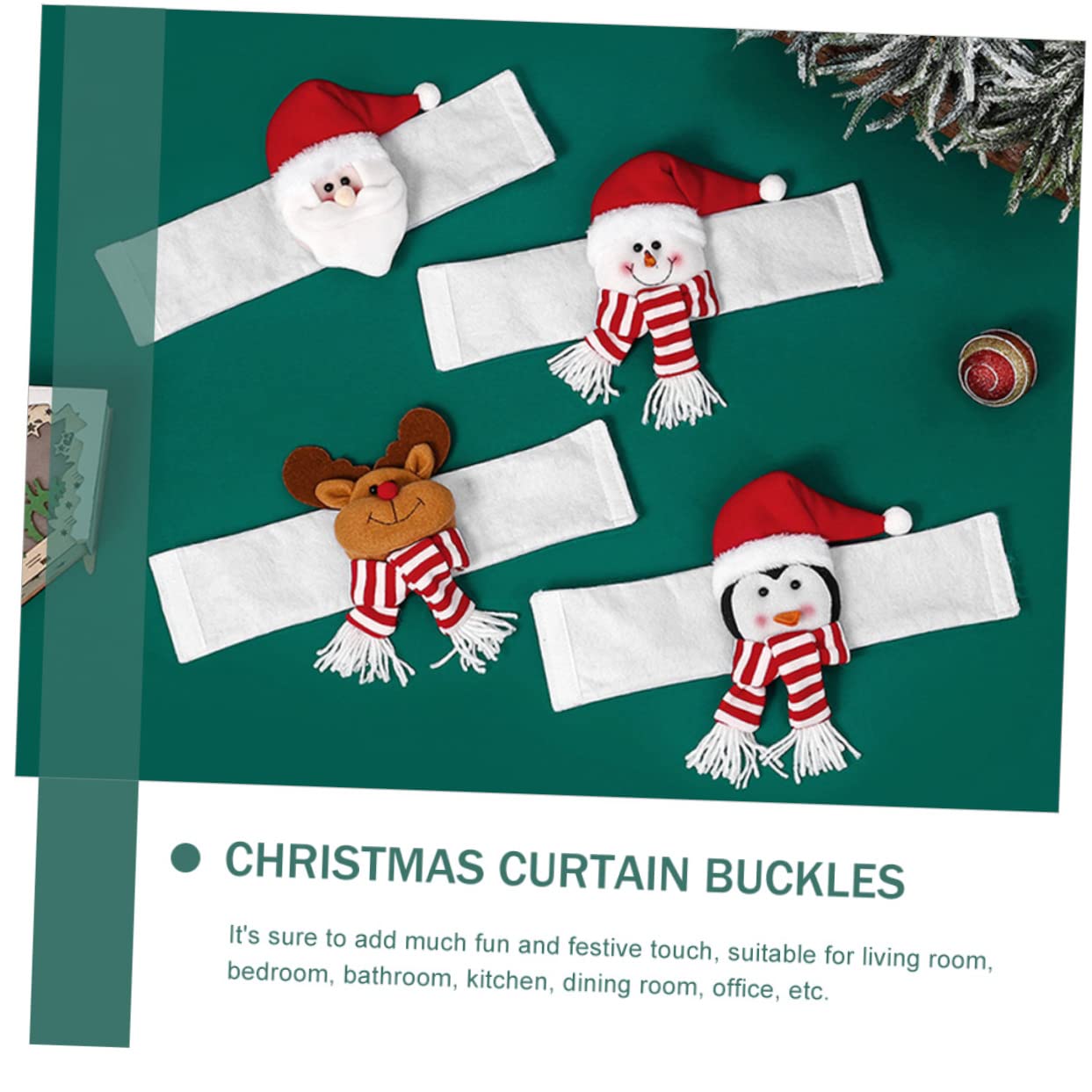 Amosfun 4 Ensembles Embrasses De Rideaux De Noël en Or pour Rideaux Guirlandes Crochets pour Embrasses De De Fenêtre Décorations Cravates 4 pièces * 4